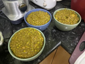 Connee's Curry served into bowls for fridge storage